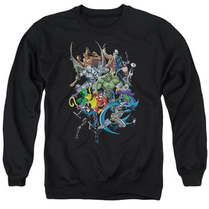 AN OFFCIALLY LICENSED BATMAN SAINTS AND PSYCHOS ADULT UNISEX CREWNECK SWEATSHIRT BLACK