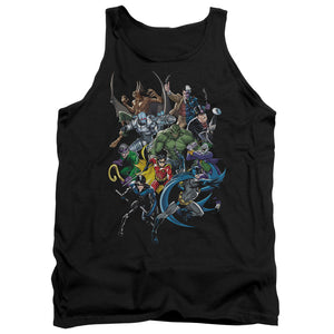 AN OFFCIALLY LICENSED BATMAN SAINTS AND PSYCHOS ADULT UNISEX TANK TOP BLACK