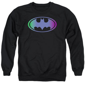 AN OFFCIALLY LICENSED BATMAN GRADIENT BAT LOGO ADULT UNISEX CREWNECK SWEATSHIRT BLACK
