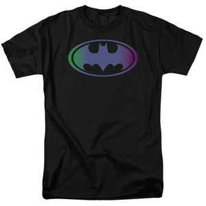 AN OFFCIALLY LICENSED BATMAN GRADIENT BAT LOGO MEN'S REGULAR FIT T-SHIRT BLACK
