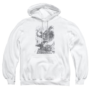 AN OFFCIALLY LICENSED BATMAN PENCIL BATARANG THROW ADULT UNISEX PULLOVER HOODIE WHITE