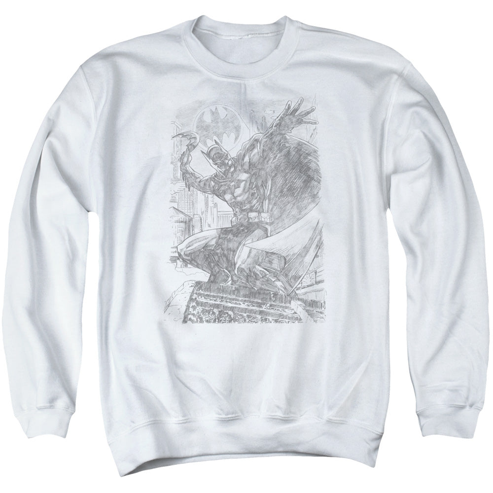 AN OFFCIALLY LICENSED BATMAN PENCIL BATARANG THROW ADULT UNISEX CREWNECK SWEATSHIRT WHITE
