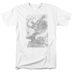AN OFFCIALLY LICENSED BATMAN PENCIL BATARANG THROW MEN'S REGULAR FIT T-SHIRT WHITE
