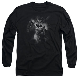 AN OFFCIALLY LICENSED BATMAN MATERIALIZED MEN'S LONG SLEEVE T-SHIRT BLACK