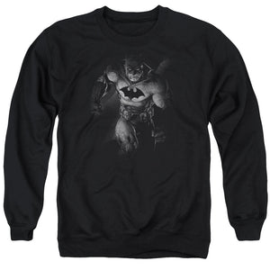 AN OFFCIALLY LICENSED BATMAN MATERIALIZED ADULT UNISEX CREWNECK SWEATSHIRT BLACK