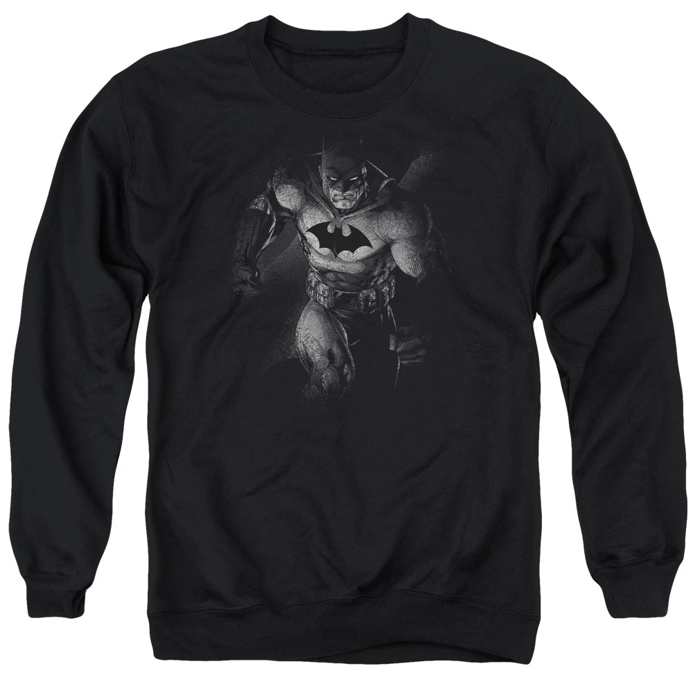 AN OFFCIALLY LICENSED BATMAN MATERIALIZED ADULT UNISEX CREWNECK SWEATSHIRT BLACK