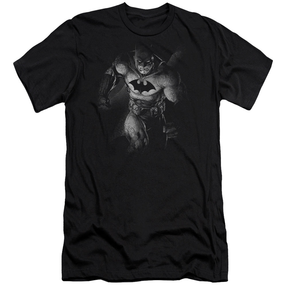 AN OFFCIALLY LICENSED BATMAN MATERIALIZED MEN'S PREMIUM SLIM FIT T-SHIRT BLACK