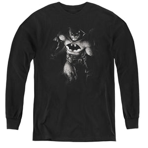 AN OFFCIALLY LICENSED BATMAN MATERIALIZED YOUTH LONG SLEEVE T-SHIRT BLACK
