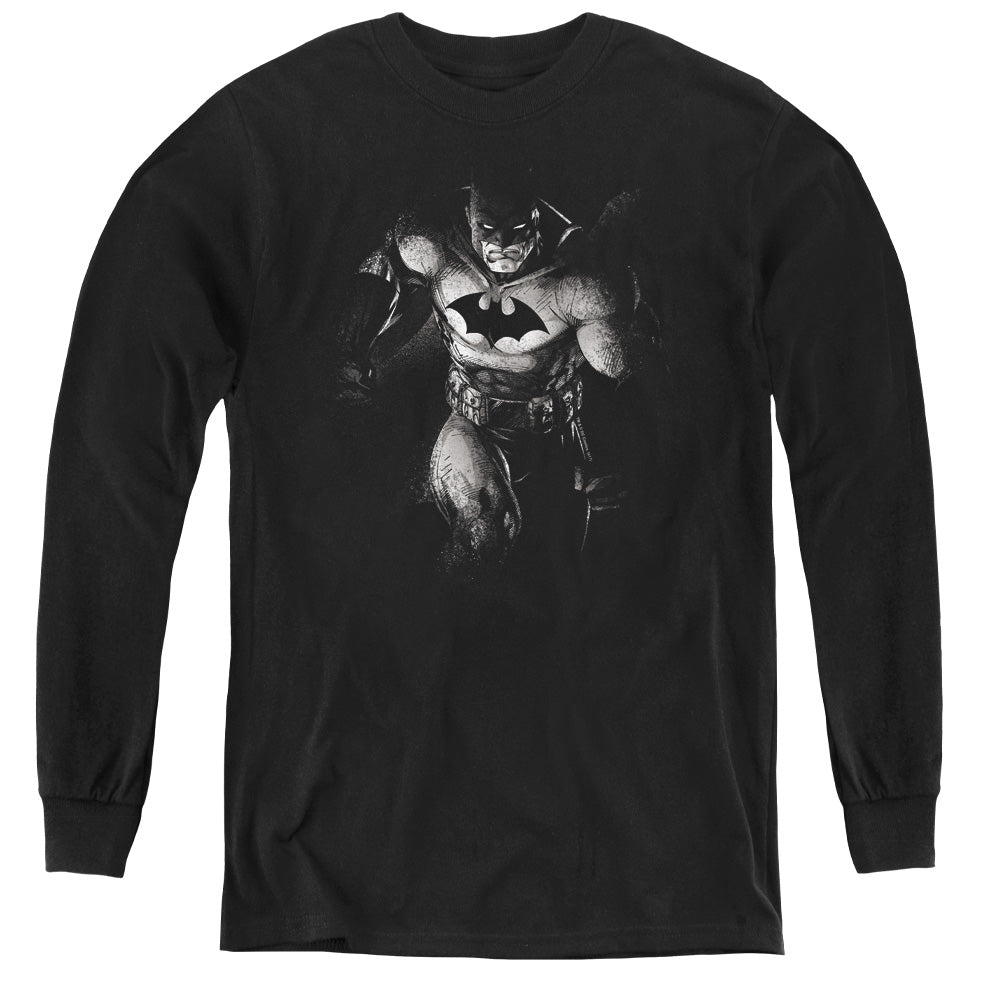 AN OFFCIALLY LICENSED BATMAN MATERIALIZED YOUTH LONG SLEEVE T-SHIRT BLACK