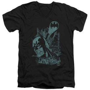 AN OFFCIALLY LICENSED BATMAN GRITTED TEETH MEN'S V-NECK T-SHIRT BLACK