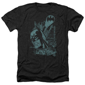 AN OFFCIALLY LICENSED BATMAN GRITTED TEETH MEN'S HEATHER T-SHIRT CHARCOAL