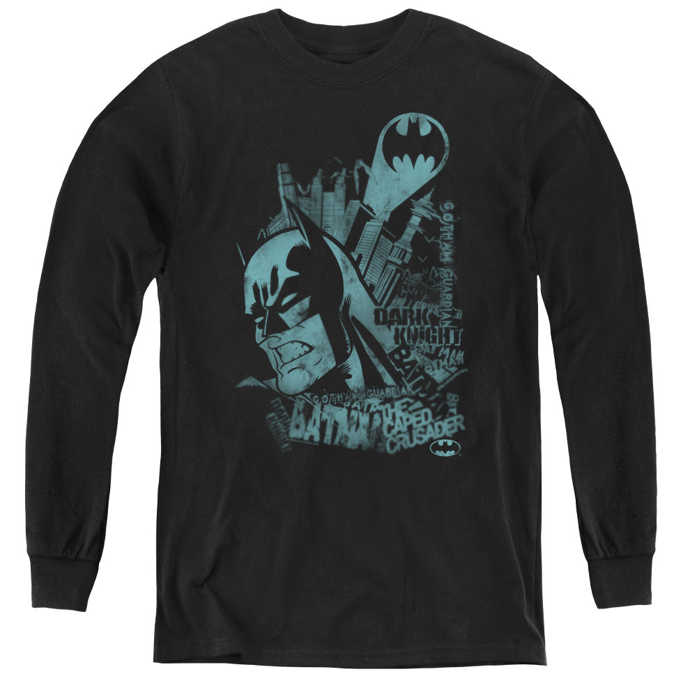 AN OFFCIALLY LICENSED BATMAN GRITTED TEETH YOUTH LONG SLEEVE T-SHIRT BLACK