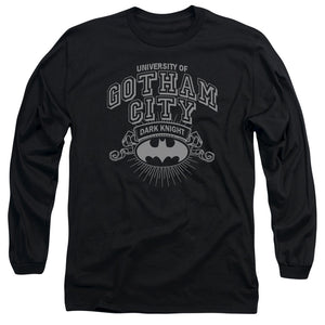 AN OFFCIALLY LICENSED BATMAN UNIVERSITY OF GOTHAM MEN'S LONG SLEEVE T-SHIRT BLACK