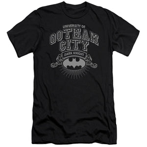 AN OFFCIALLY LICENSED BATMAN UNIVERSITY OF GOTHAM MEN'S PREMIUM SLIM FIT T-SHIRT BLACK