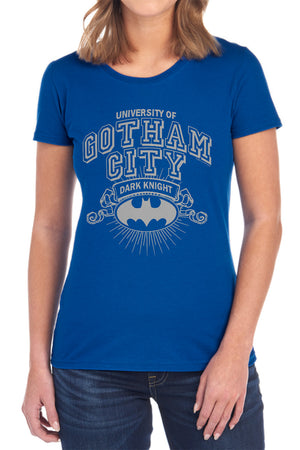AN OFFCIALLY LICENSED BATMAN UNIVERSITY OF GOTHAM WOMEN'S REGULAR FIT T-SHIRT BLACK