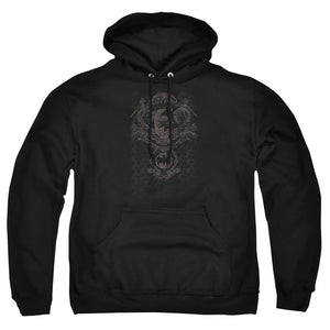 AN OFFCIALLY LICENSED BATMAN DARK KNIGHT HERALDRY ADULT UNISEX PULLOVER HOODIE BLACK
