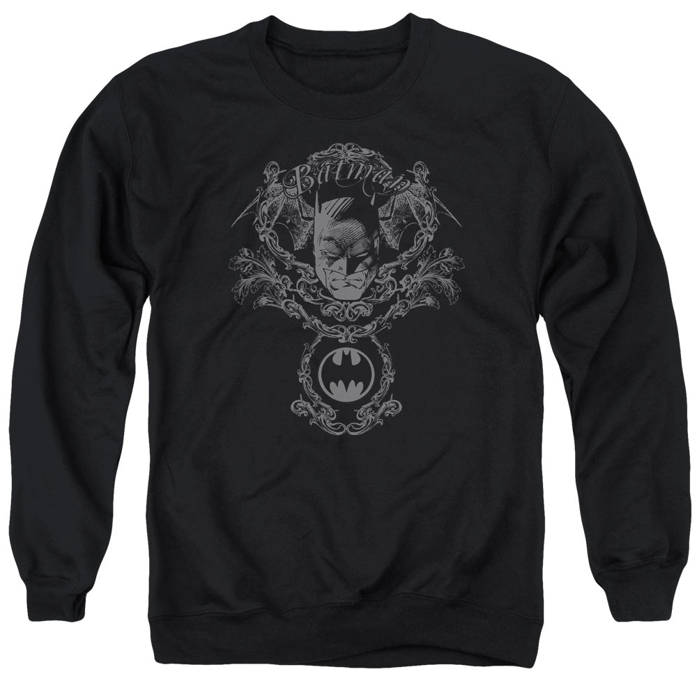 AN OFFCIALLY LICENSED BATMAN DARK KNIGHT HERALDRY ADULT UNISEX CREWNECK SWEATSHIRT BLACK