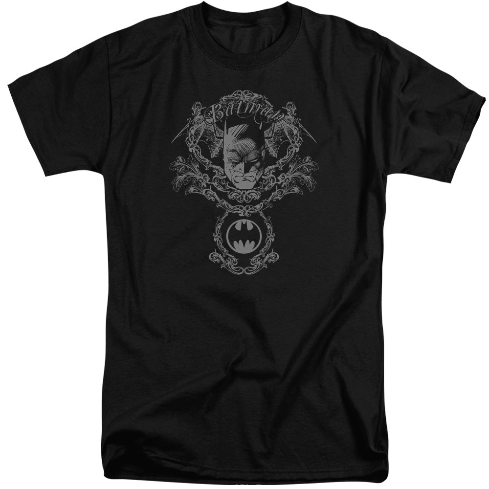 AN OFFCIALLY LICENSED BATMAN DARK KNIGHT HERALDRY MEN'S TALL FIT T-SHIRT BLACK