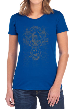 AN OFFCIALLY LICENSED BATMAN DARK KNIGHT HERALDRY WOMEN'S REGULAR FIT T-SHIRT BLACK
