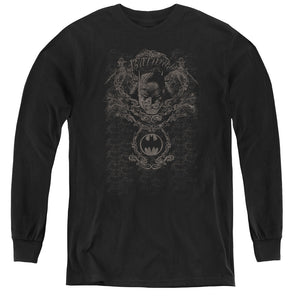 AN OFFCIALLY LICENSED BATMAN DARK KNIGHT HERALDRY YOUTH LONG SLEEVE T-SHIRT BLACK