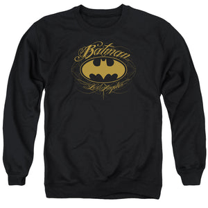 AN OFFCIALLY LICENSED BATMAN BATMAN LA ADULT UNISEX CREWNECK SWEATSHIRT BLACK