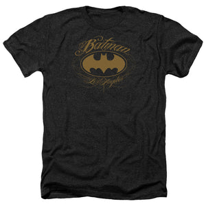 AN OFFCIALLY LICENSED BATMAN BATMAN LA MEN'S HEATHER T-SHIRT CHARCOAL