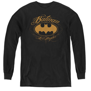 AN OFFCIALLY LICENSED BATMAN BATMAN LA YOUTH LONG SLEEVE T-SHIRT BLACK