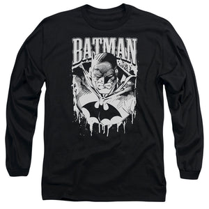 AN OFFCIALLY LICENSED BATMAN BAT METAL MEN'S LONG SLEEVE T-SHIRT BLACK