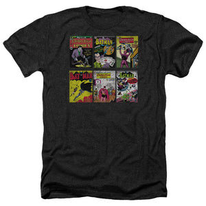AN OFFCIALLY LICENSED BATMAN BM COVERS MEN'S HEATHER T-SHIRT CHARCOAL