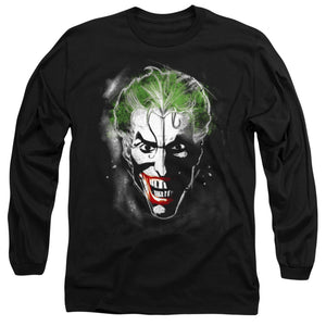 AN OFFCIALLY LICENSED BATMAN FACE OF MADNESS MEN'S LONG SLEEVE T-SHIRT BLACK