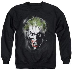 AN OFFCIALLY LICENSED BATMAN FACE OF MADNESS ADULT UNISEX CREWNECK SWEATSHIRT BLACK