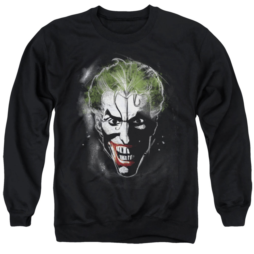 AN OFFCIALLY LICENSED BATMAN FACE OF MADNESS ADULT UNISEX CREWNECK SWEATSHIRT BLACK