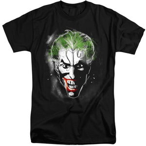 AN OFFCIALLY LICENSED BATMAN FACE OF MADNESS MEN'S TALL FIT T-SHIRT BLACK
