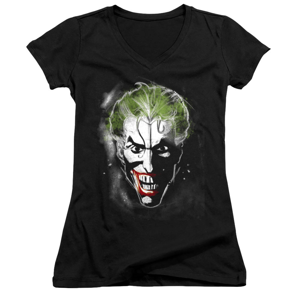 Batman Face Of Madness Licensed Women's T-Shirt Juniors V-Neck SM