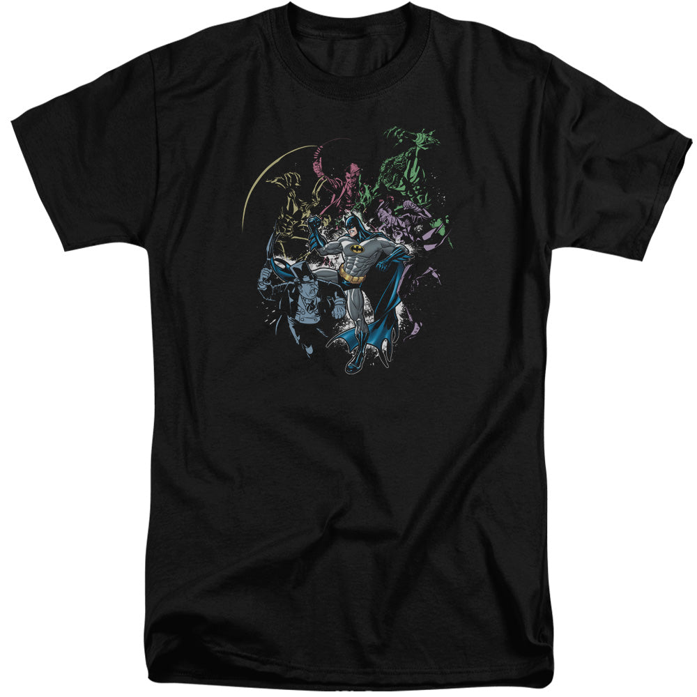 AN OFFCIALLY LICENSED BATMAN SURROUNDED MEN'S TALL FIT T-SHIRT BLACK