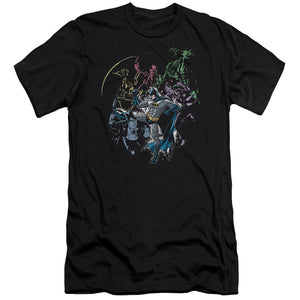 AN OFFCIALLY LICENSED BATMAN SURROUNDED MEN'S PREMIUM SLIM FIT T-SHIRT BLACK