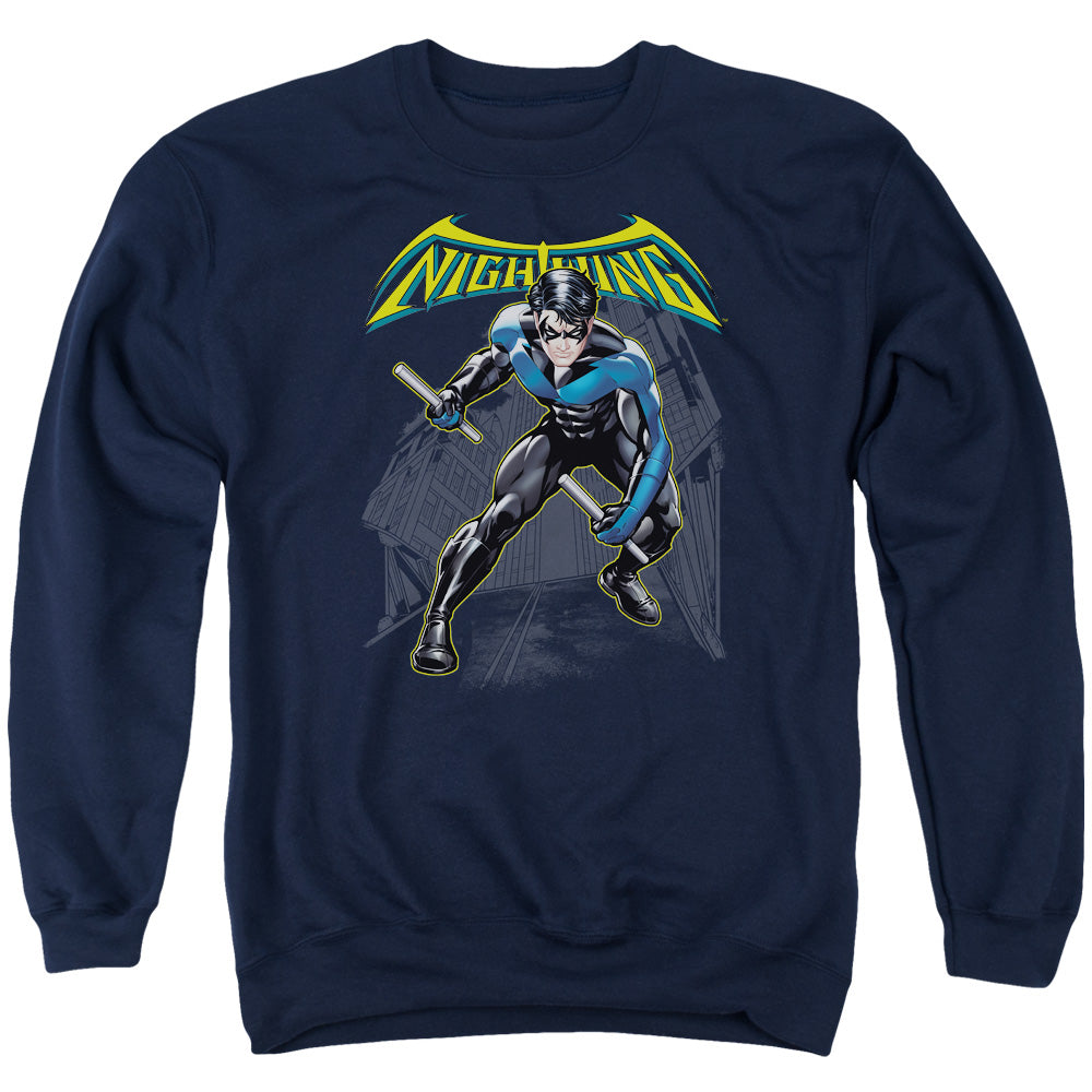 AN OFFCIALLY LICENSED BATMAN NIGHTWING ADULT UNISEX CREWNECK SWEATSHIRT NAVY