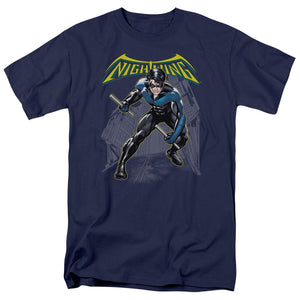 AN OFFCIALLY LICENSED BATMAN NIGHTWING MEN'S REGULAR FIT T-SHIRT NAVY