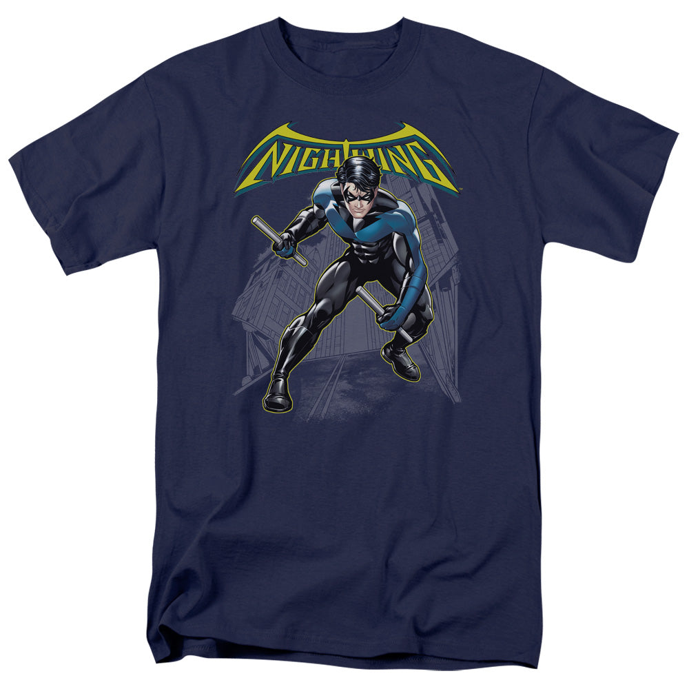 AN OFFCIALLY LICENSED BATMAN NIGHTWING MEN'S REGULAR FIT T-SHIRT NAVY