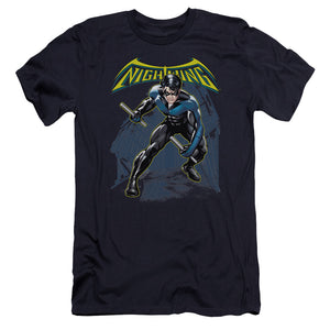 AN OFFCIALLY LICENSED BATMAN NIGHTWING MEN'S PREMIUM SLIM FIT T-SHIRT NAVY