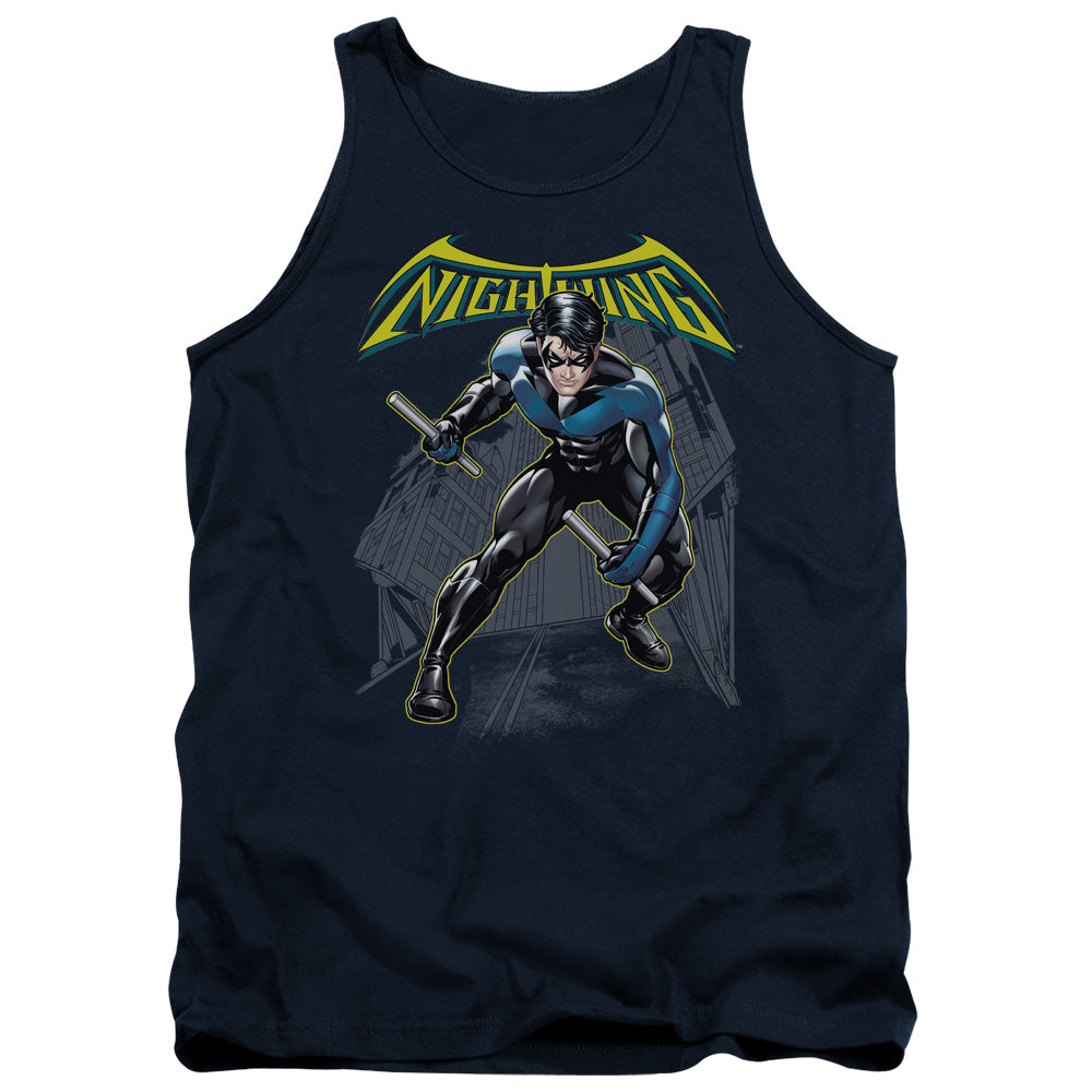AN OFFCIALLY LICENSED BATMAN NIGHTWING ADULT UNISEX TANK TOP NAVY