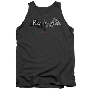 AN OFFCIALLY LICENSED ARKHAM CITY LOGO ADULT UNISEX TANK TOP CHARCOAL