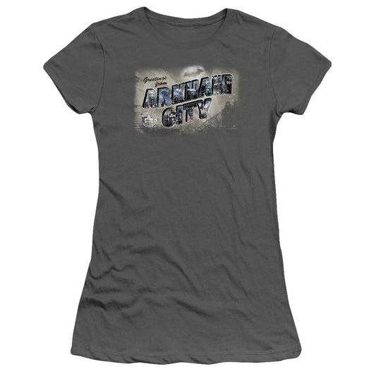 Arkham City Greetings From Arkham Licensed Women's T-Shirt Juniors SM