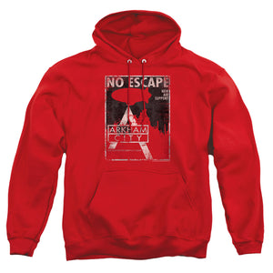AN OFFCIALLY LICENSED ARKHAM CITY NO ESCAPE ADULT UNISEX PULLOVER HOODIE RED