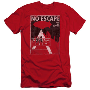 AN OFFCIALLY LICENSED ARKHAM CITY NO ESCAPE MEN'S PREMIUM SLIM FIT T-SHIRT RED