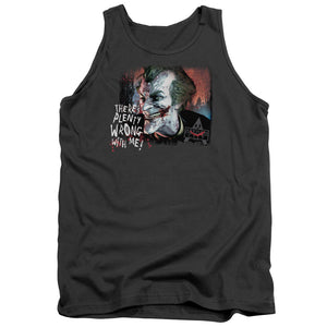 AN OFFCIALLY LICENSED ARKHAM CITY PLENTY WRONG ADULT UNISEX TANK TOP CHARCOAL