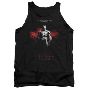 AN OFFCIALLY LICENSED ARKHAM CITY STANDING STRONG ADULT UNISEX TANK TOP BLACK