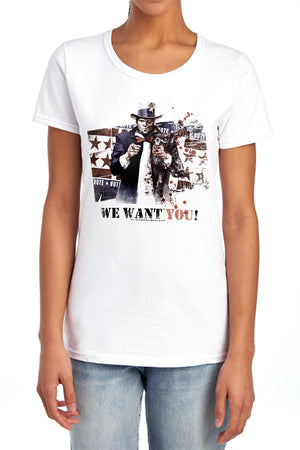 AN OFFCIALLY LICENSED ARKHAM CITY WE WANT YOU WOMEN'S REGULAR FIT T-SHIRT WHITE