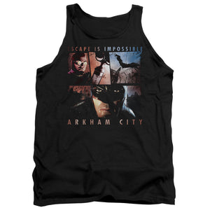 AN OFFCIALLY LICENSED ARKHAM CITY ESCAPE IS IMPOSSIBLE ADULT UNISEX TANK TOP BLACK
