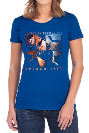 AN OFFCIALLY LICENSED ARKHAM CITY ESCAPE IS IMPOSSIBLE WOMEN'S REGULAR FIT T-SHIRT BLACK